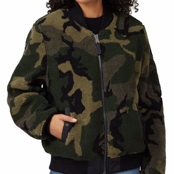 Alpha Industries Camo Reversible Faux Sherpa Flight jacket green - XS - Picture 1 of 13